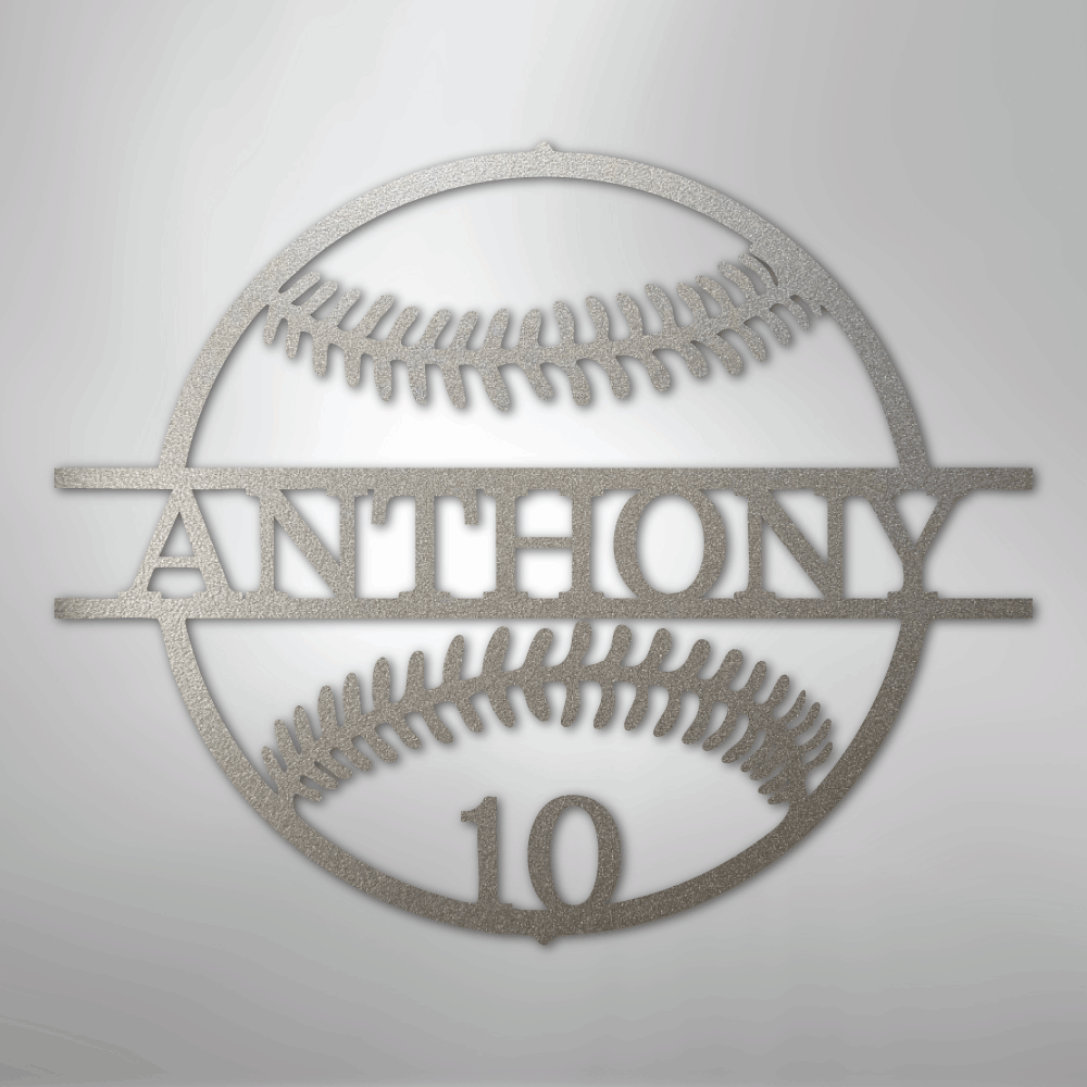 Name and Number Baseball - Metal Sign