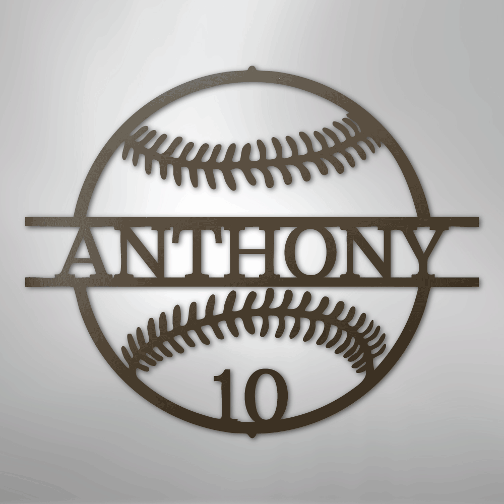 Name and Number Baseball - Metal Sign