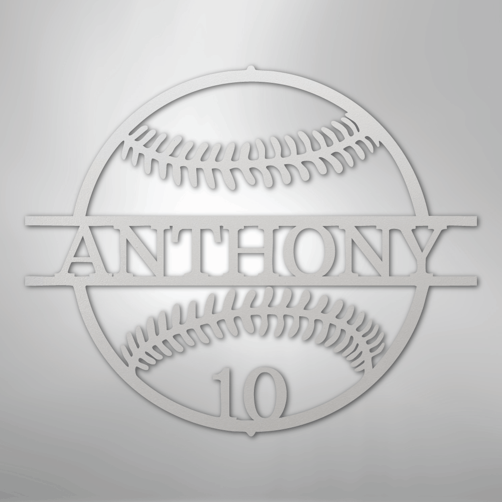 Name and Number Baseball - Metal Sign