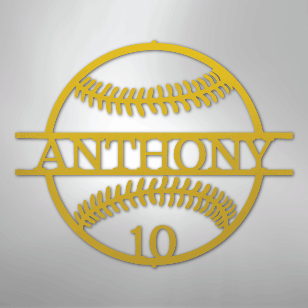 Name and Number Baseball - Metal Sign