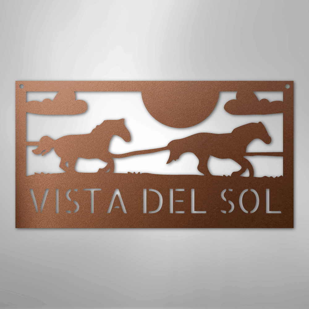 Racing Horses Monogram - Steel Sign
