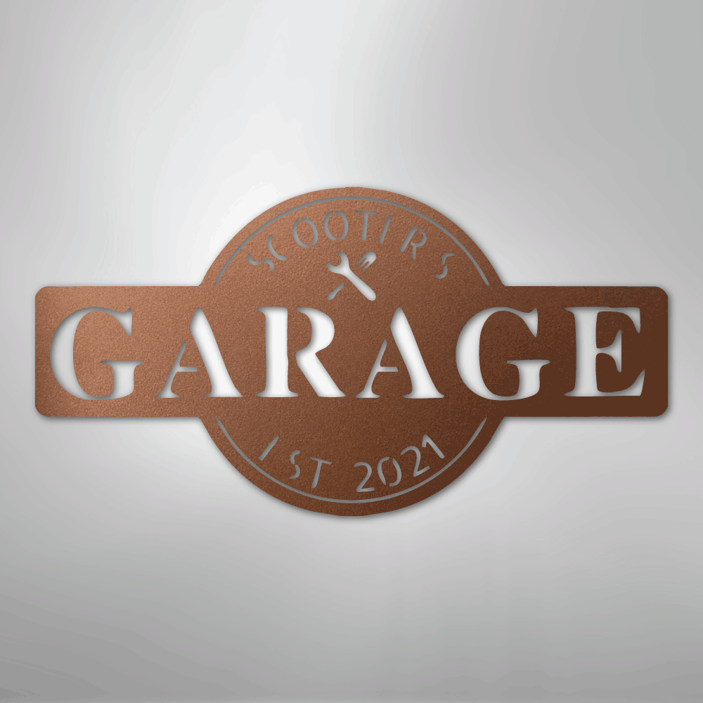 Garage Monogram - Metal Sign