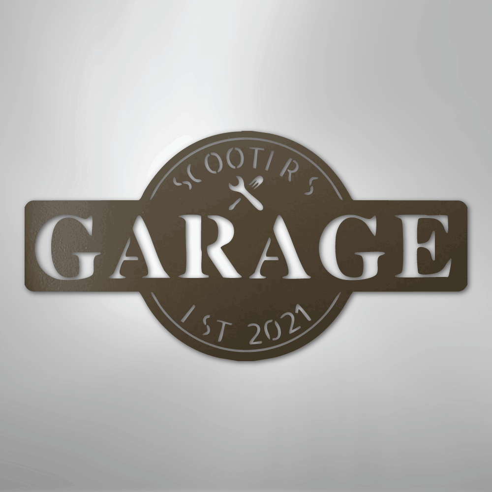 Garage Monogram - Metal Sign