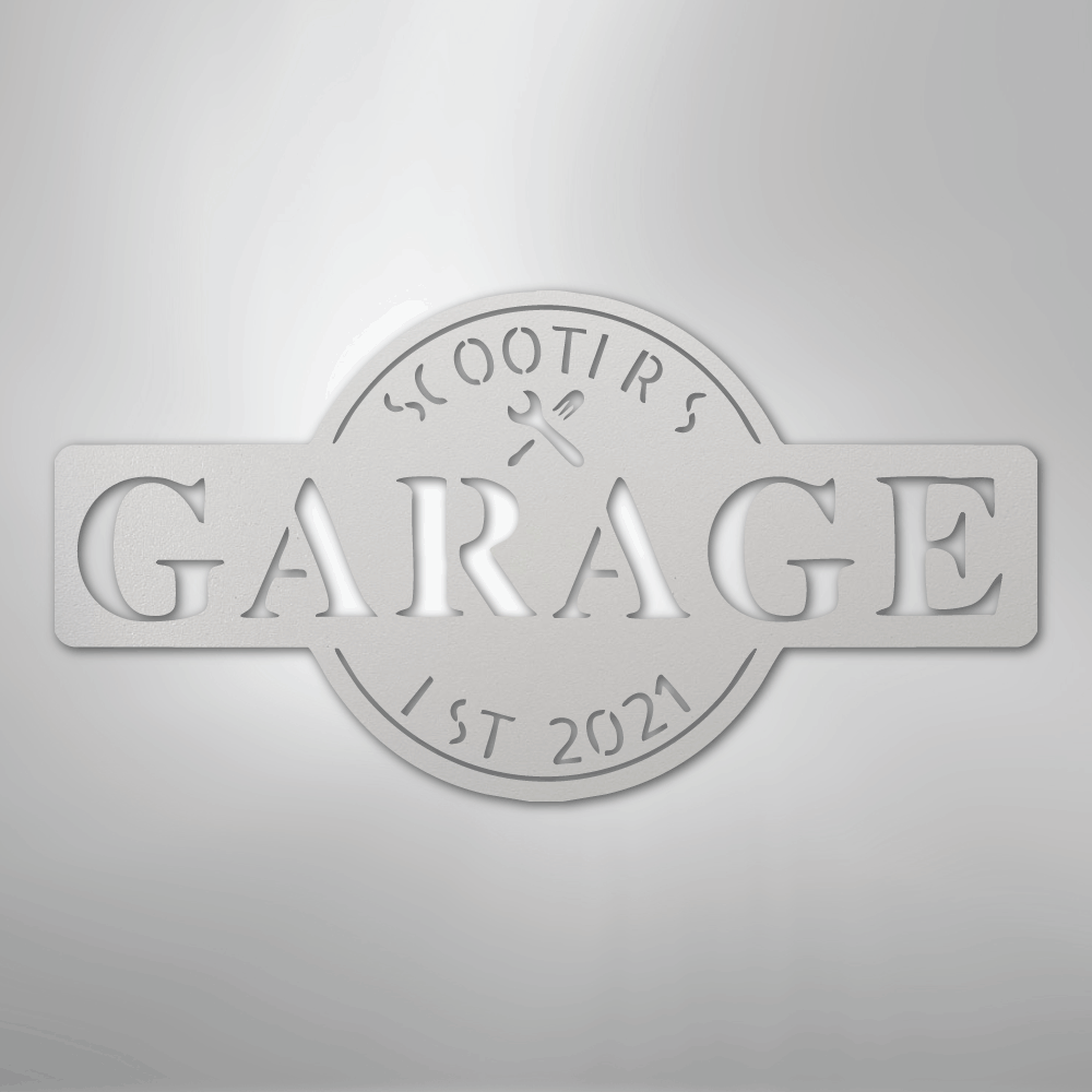 Garage Monogram - Metal Sign