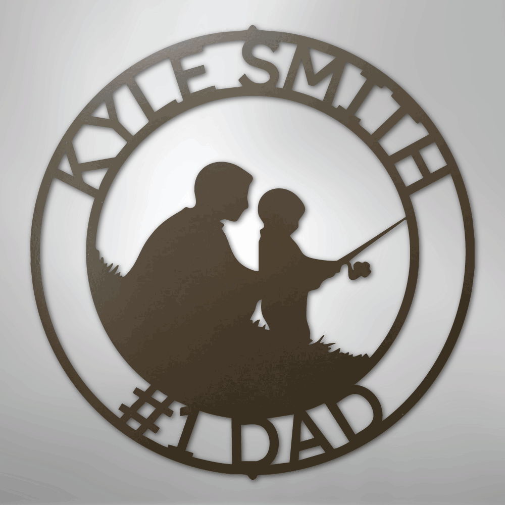 Father and Son Fishing Monogram - Steel Sign