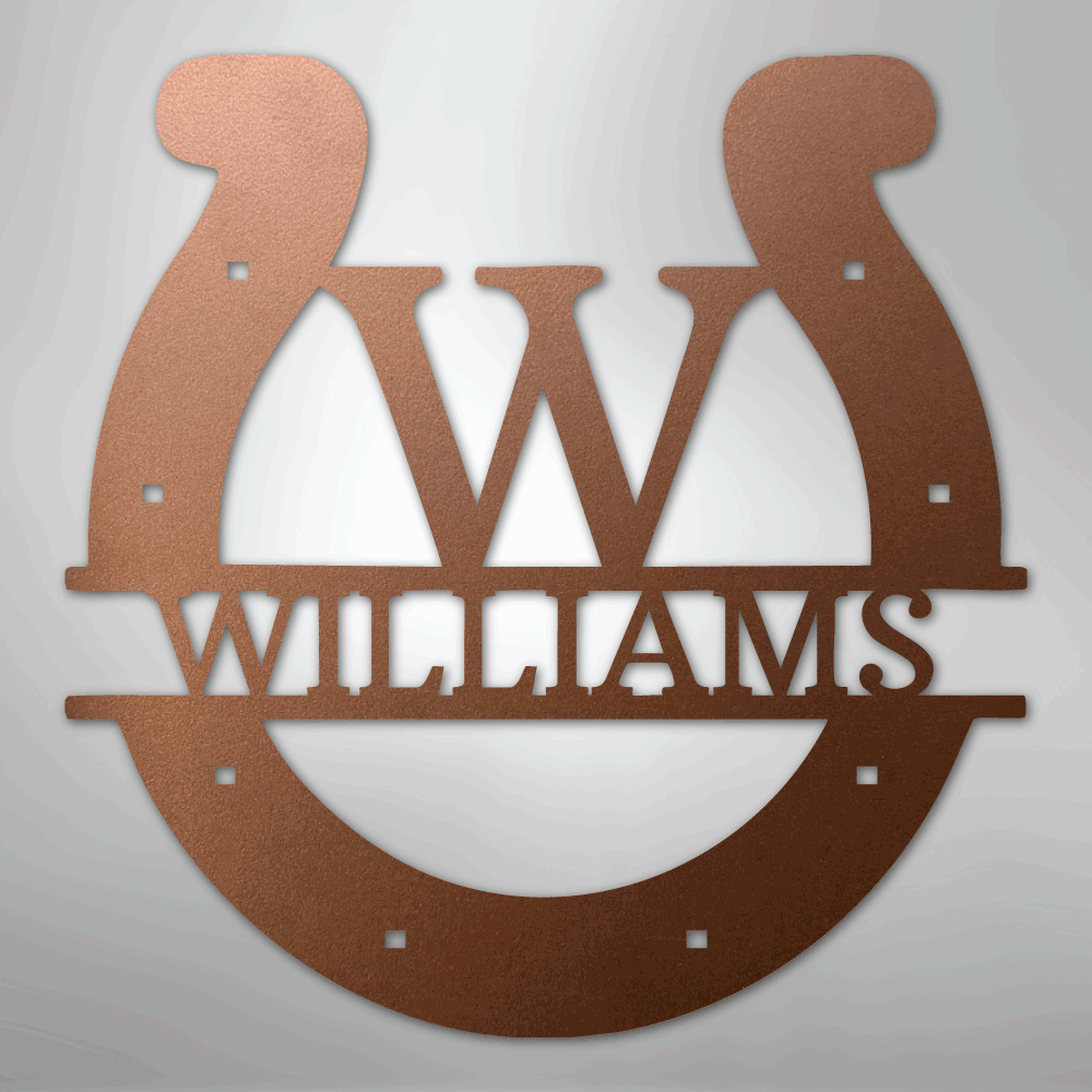 Custom Horseshoe Monogram - Steel Sign