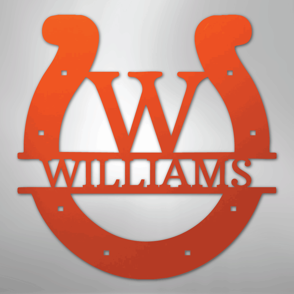 Custom Horseshoe Monogram - Steel Sign