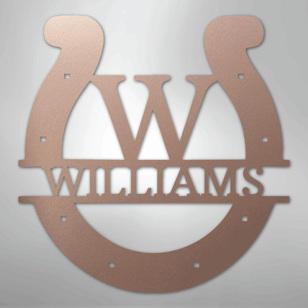Custom Horseshoe Monogram - Steel Sign