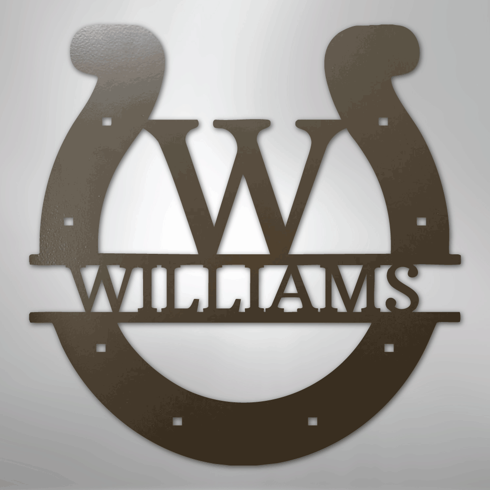 Custom Horseshoe Monogram - Steel Sign