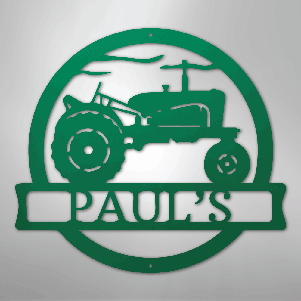 Old Tractor Monogram - Steel Sign