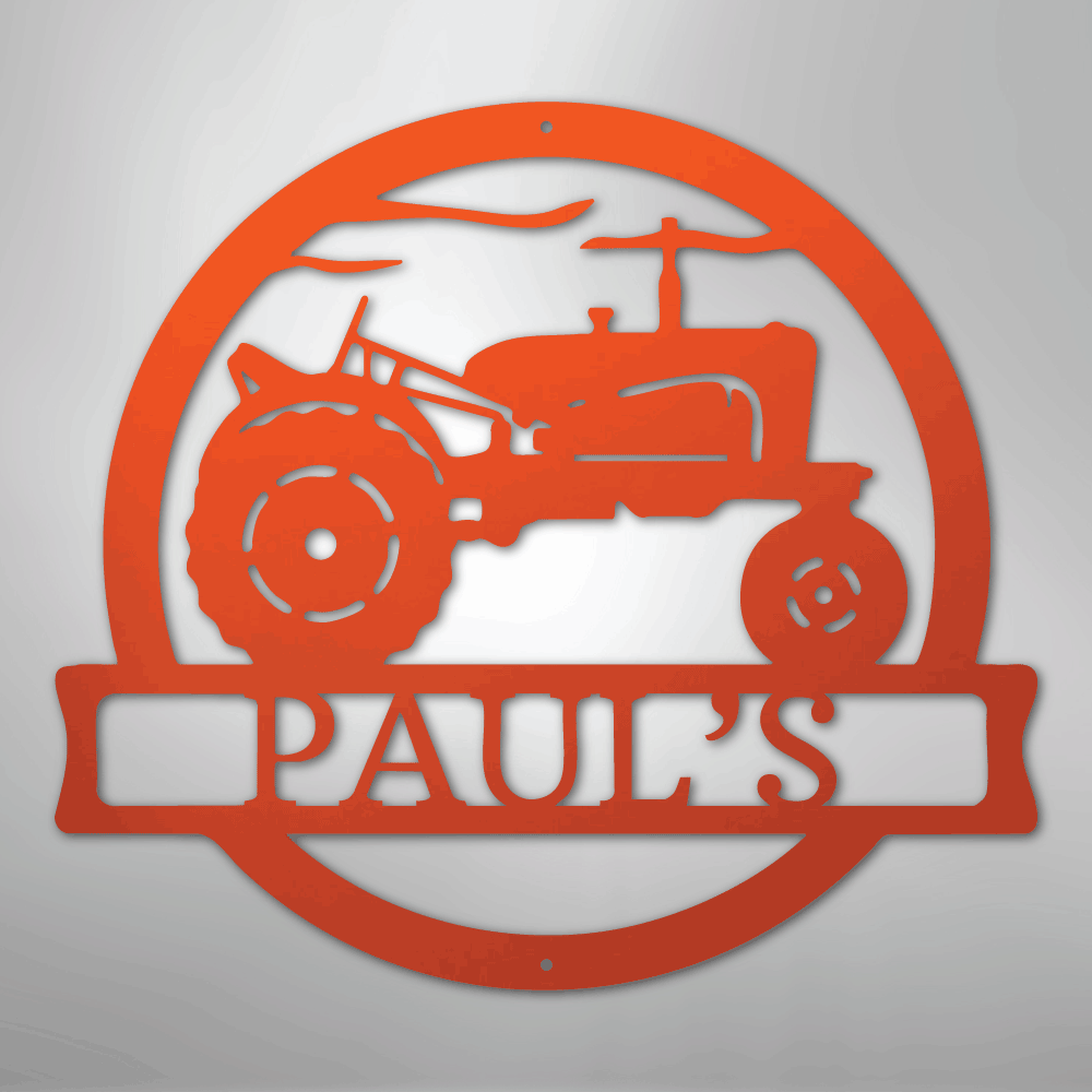 Old Tractor Monogram - Steel Sign