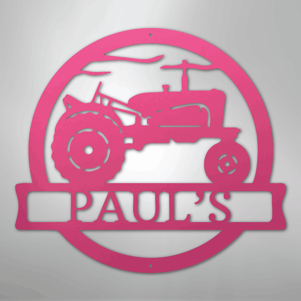 Old Tractor Monogram - Steel Sign