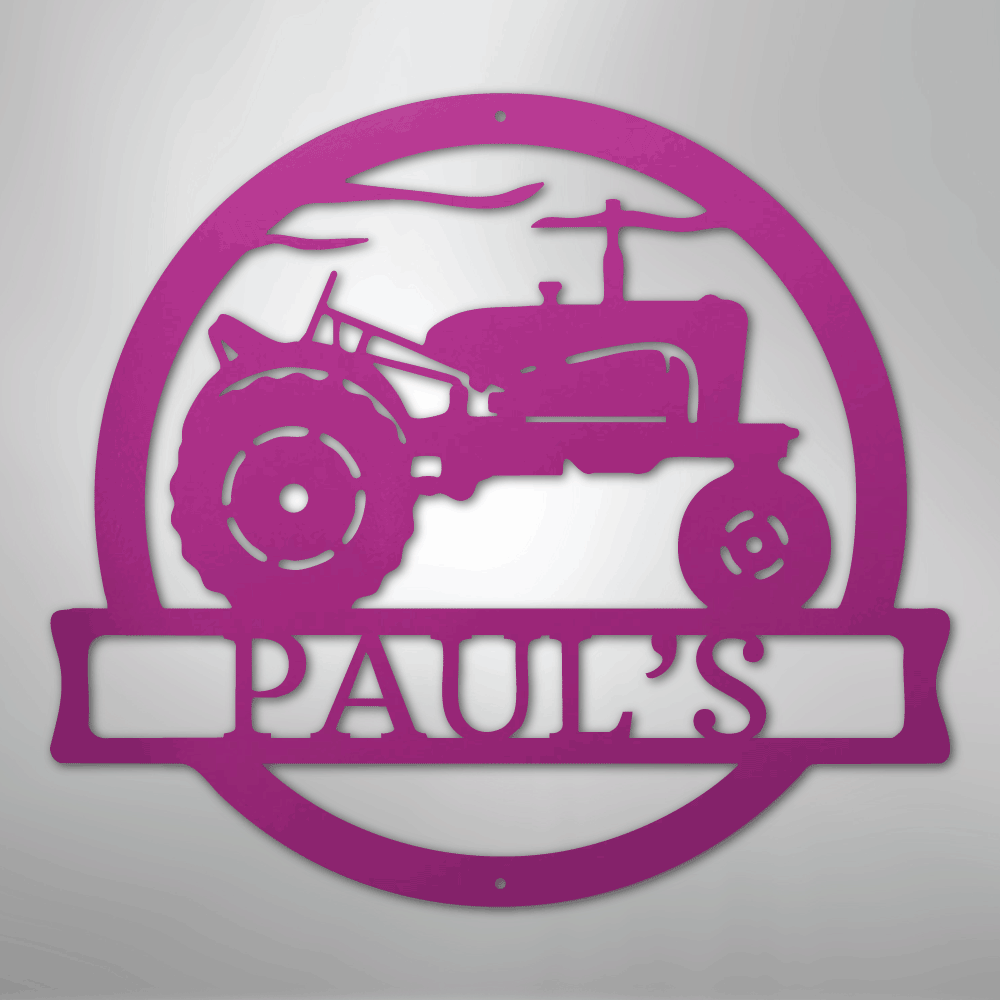 Old Tractor Monogram - Steel Sign
