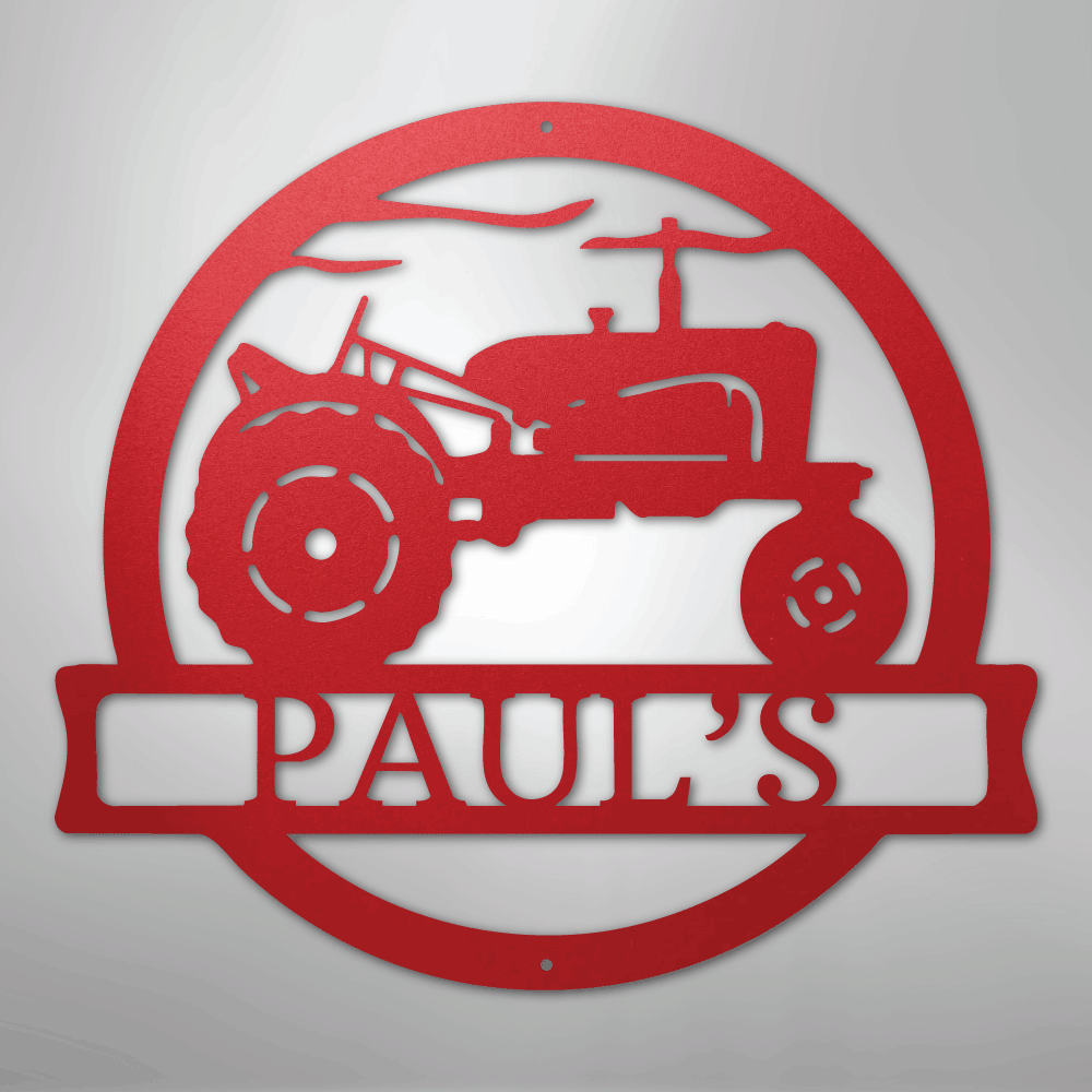 Old Tractor Monogram - Steel Sign