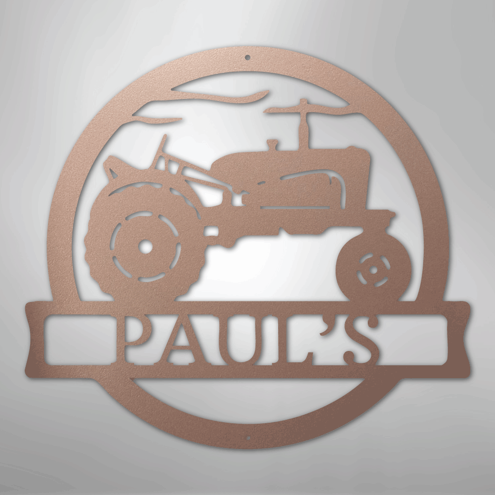 Old Tractor Monogram - Steel Sign