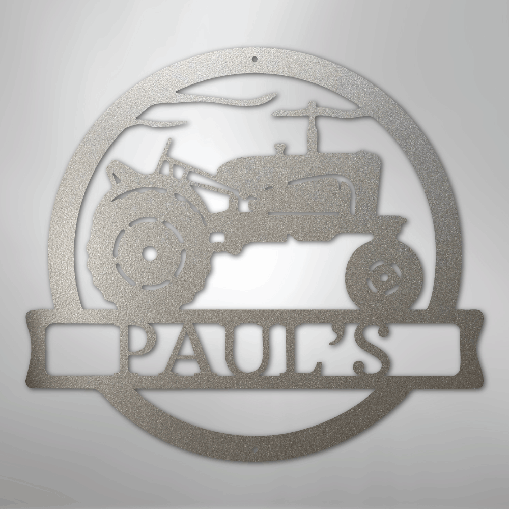 Old Tractor Monogram - Steel Sign