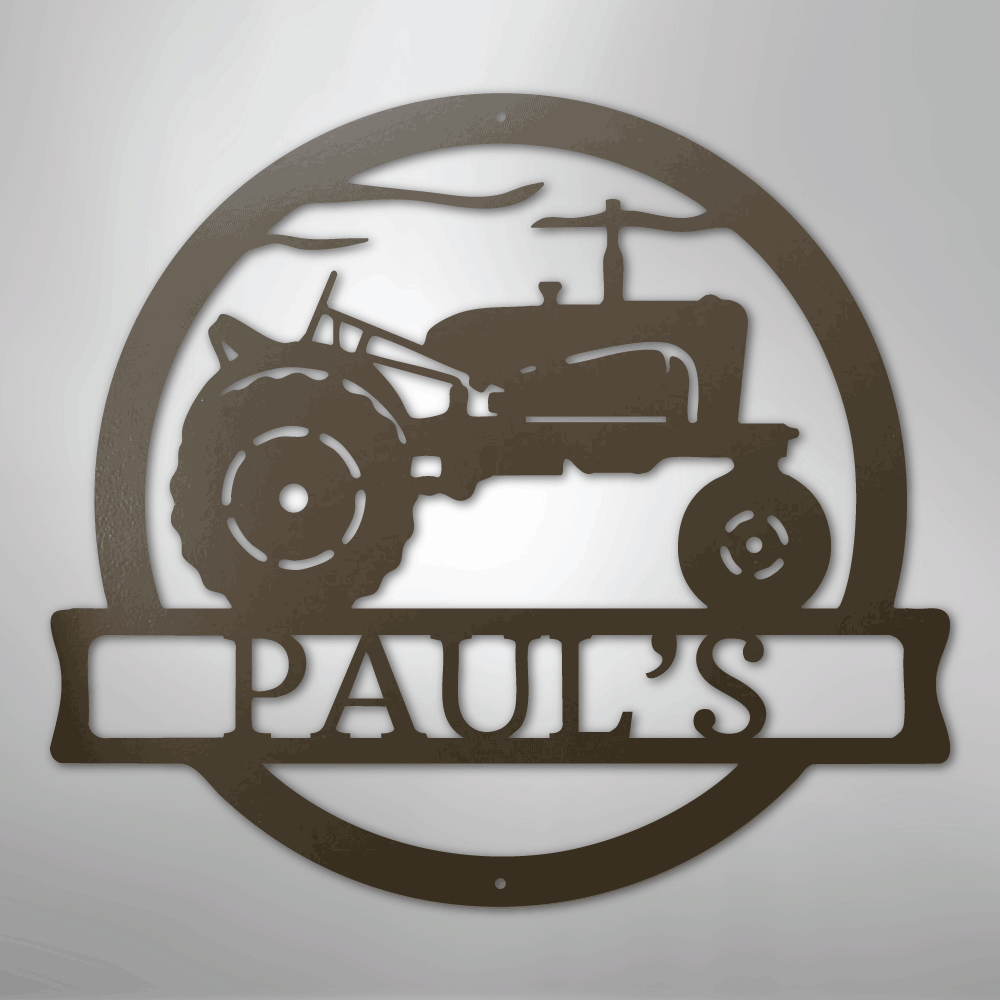 Old Tractor Monogram - Steel Sign