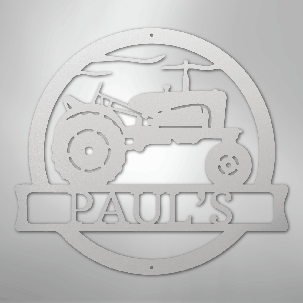 Old Tractor Monogram - Steel Sign