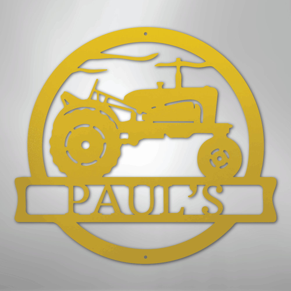Old Tractor Monogram - Steel Sign