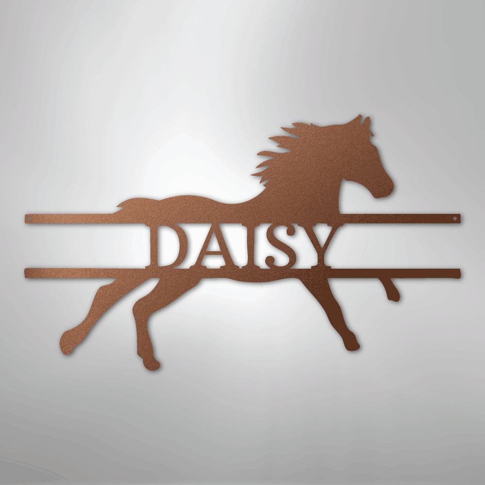 Sprinting Horse Monogram - Steel Sign