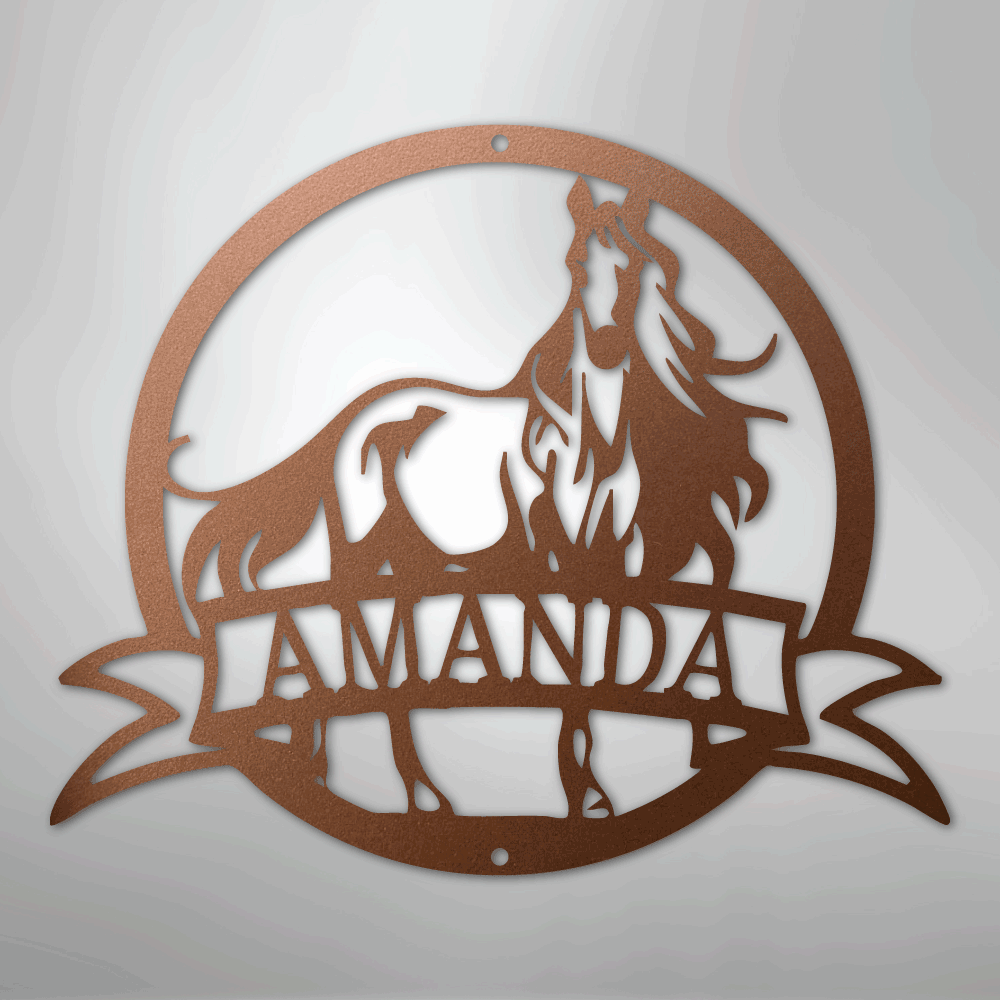 Majestic Horse Monogram - Steel Sign