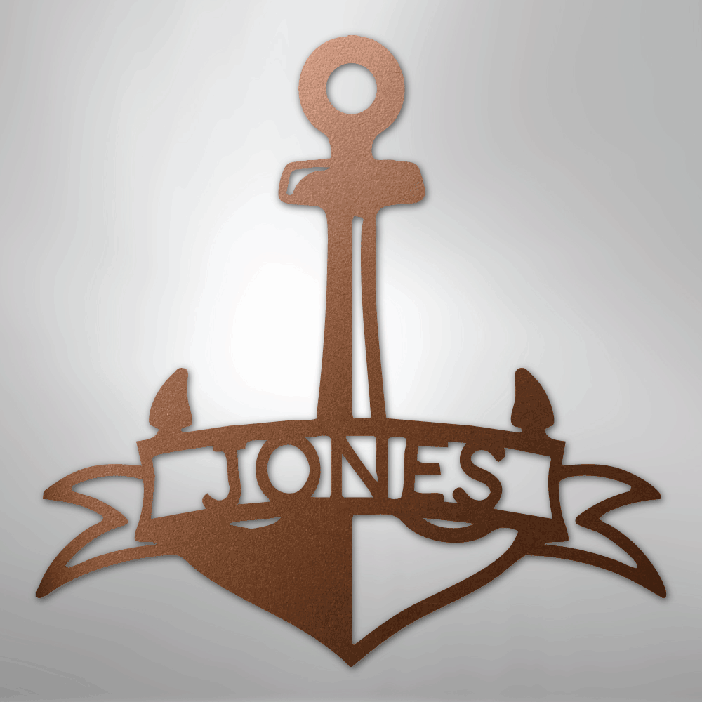 Fancy Anchor Banner - Steel Sign