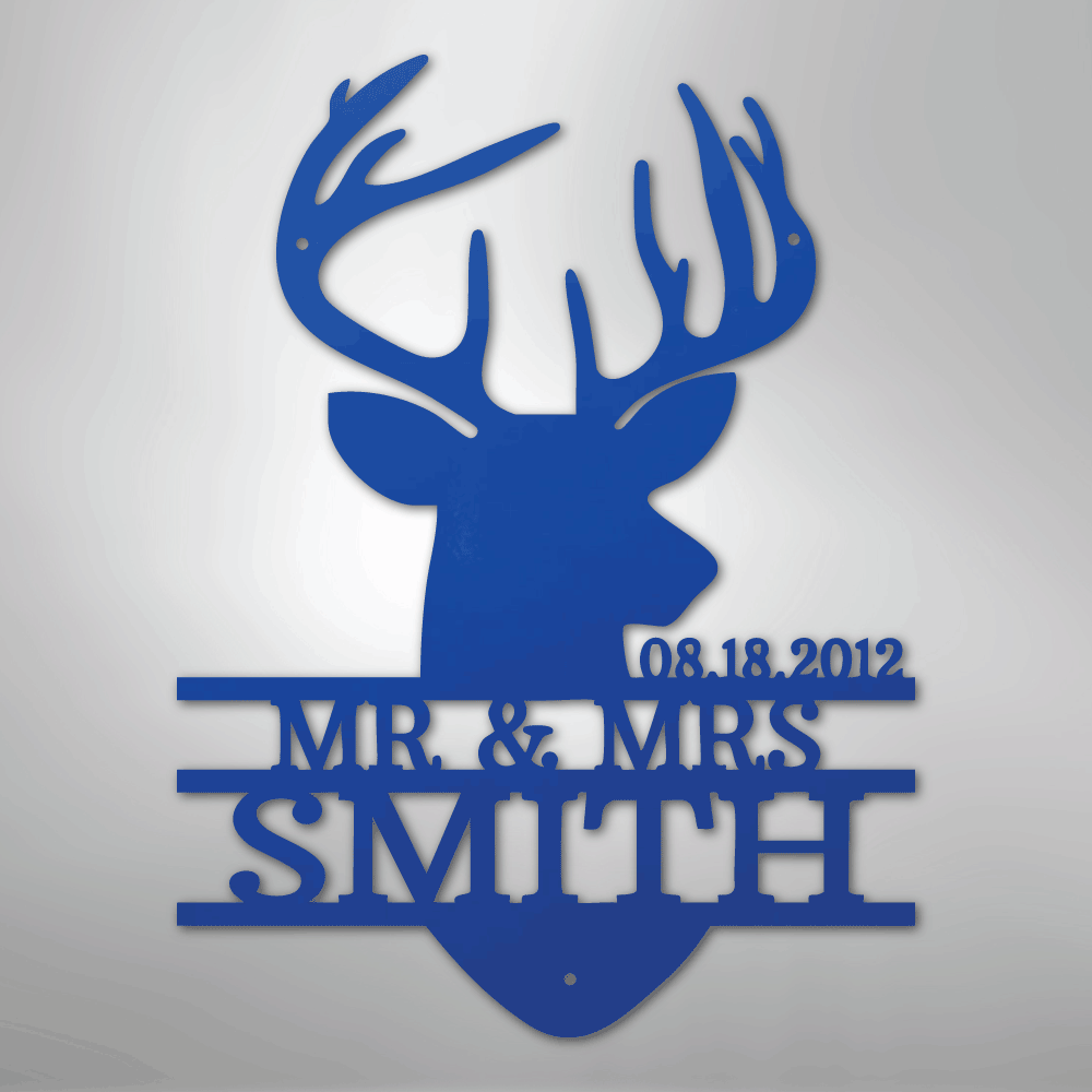 Deer Head Monogram - Steel Sign