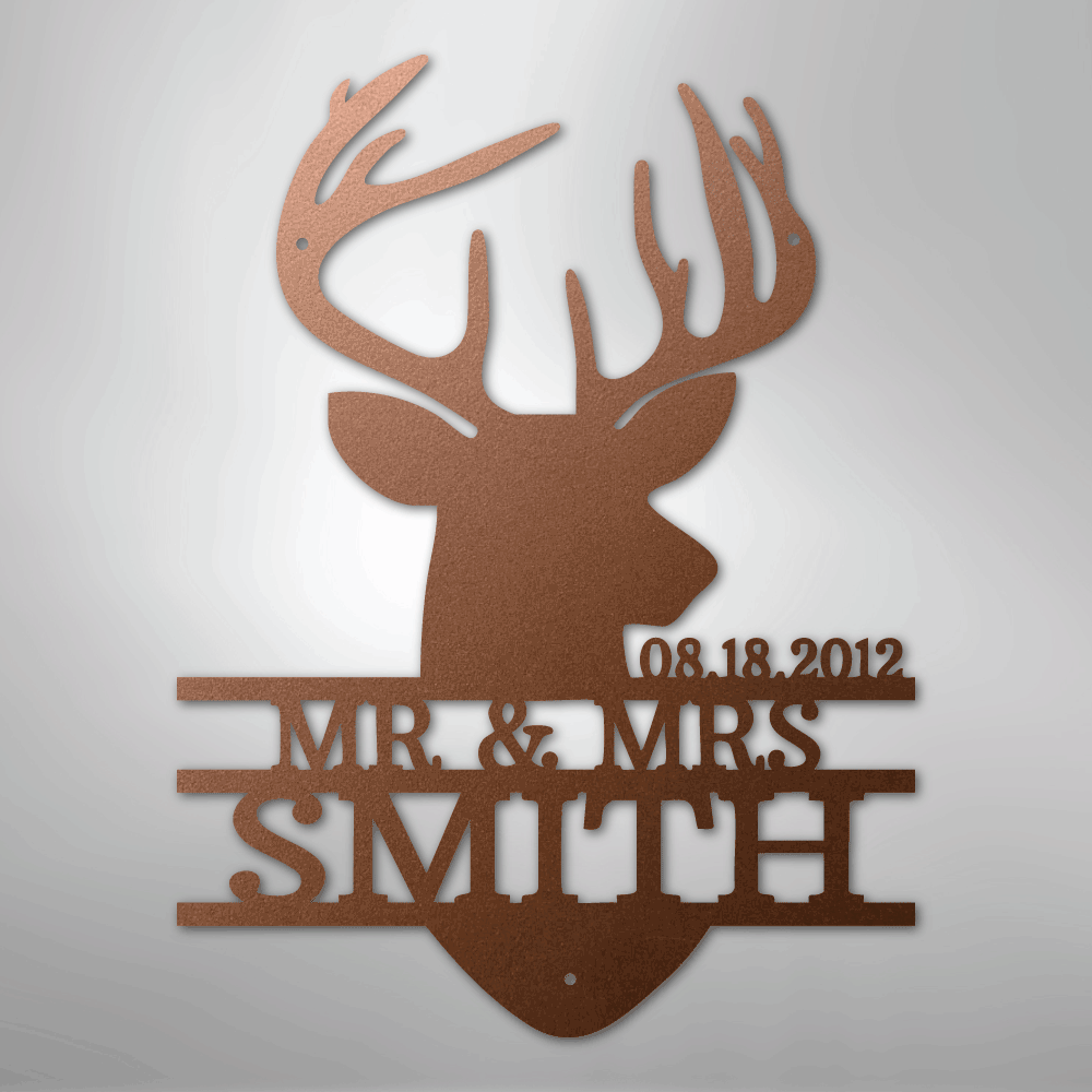 Deer Head Monogram - Steel Sign