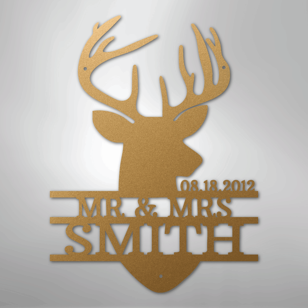 Deer Head Monogram - Steel Sign