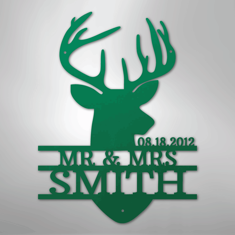 Deer Head Monogram - Steel Sign