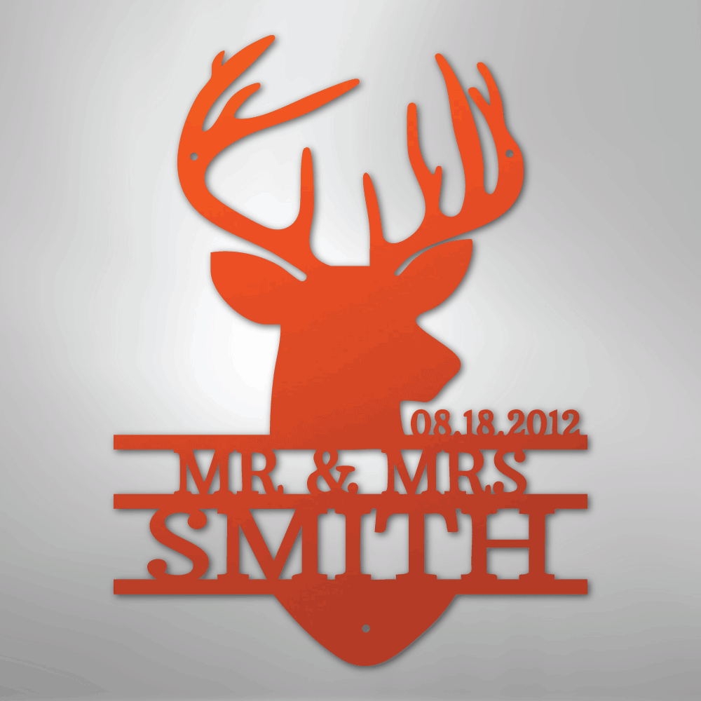 Deer Head Monogram - Steel Sign