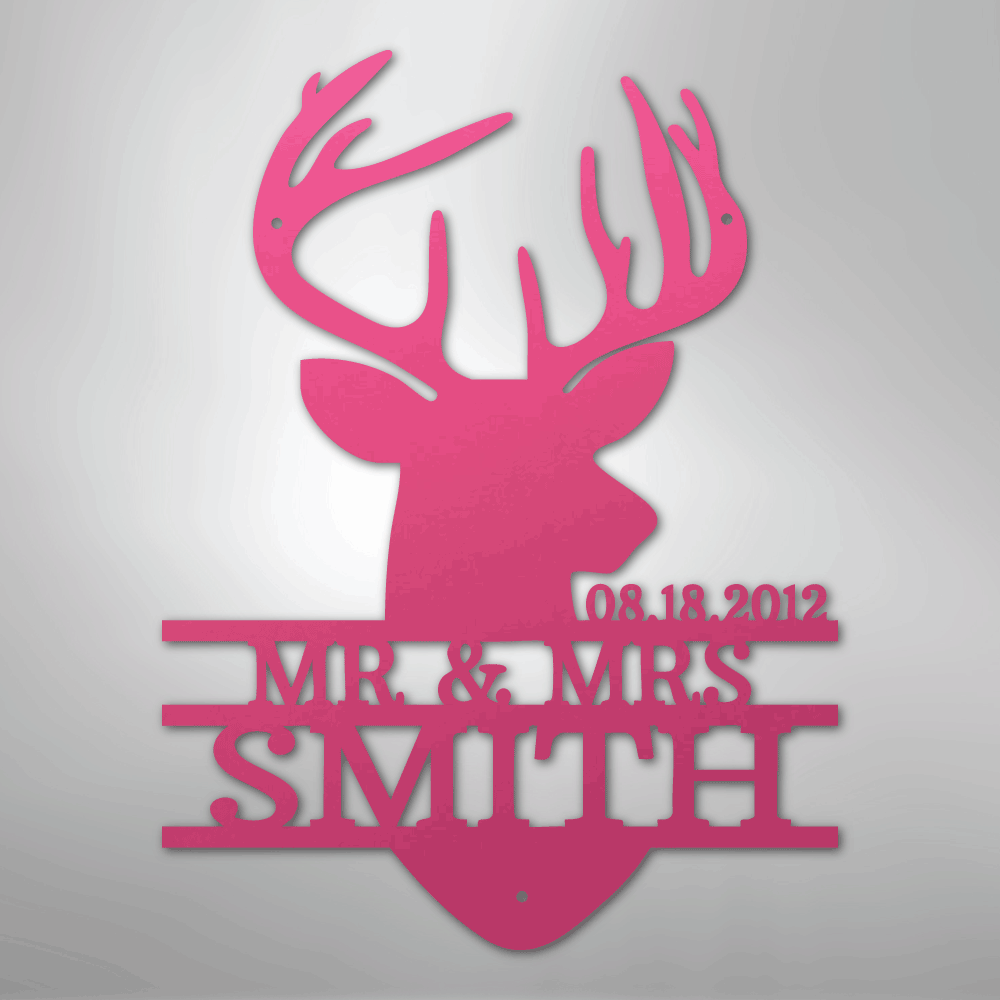 Deer Head Monogram - Steel Sign