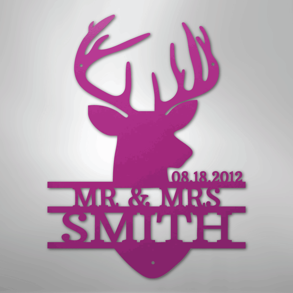 Deer Head Monogram - Steel Sign