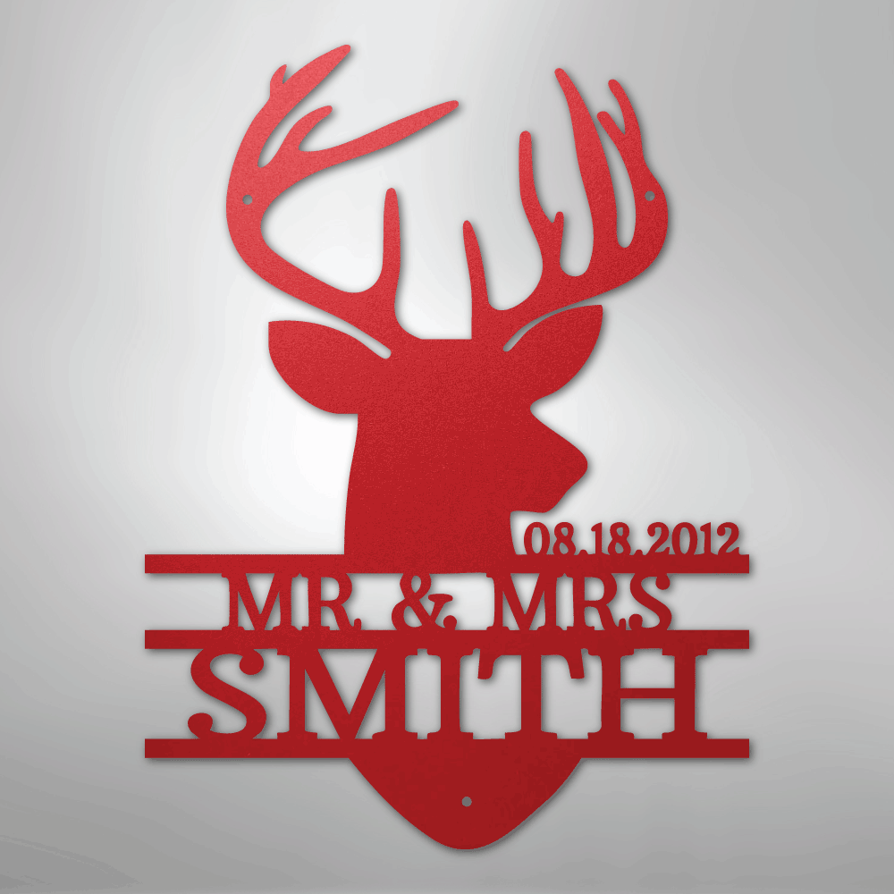 Deer Head Monogram - Steel Sign