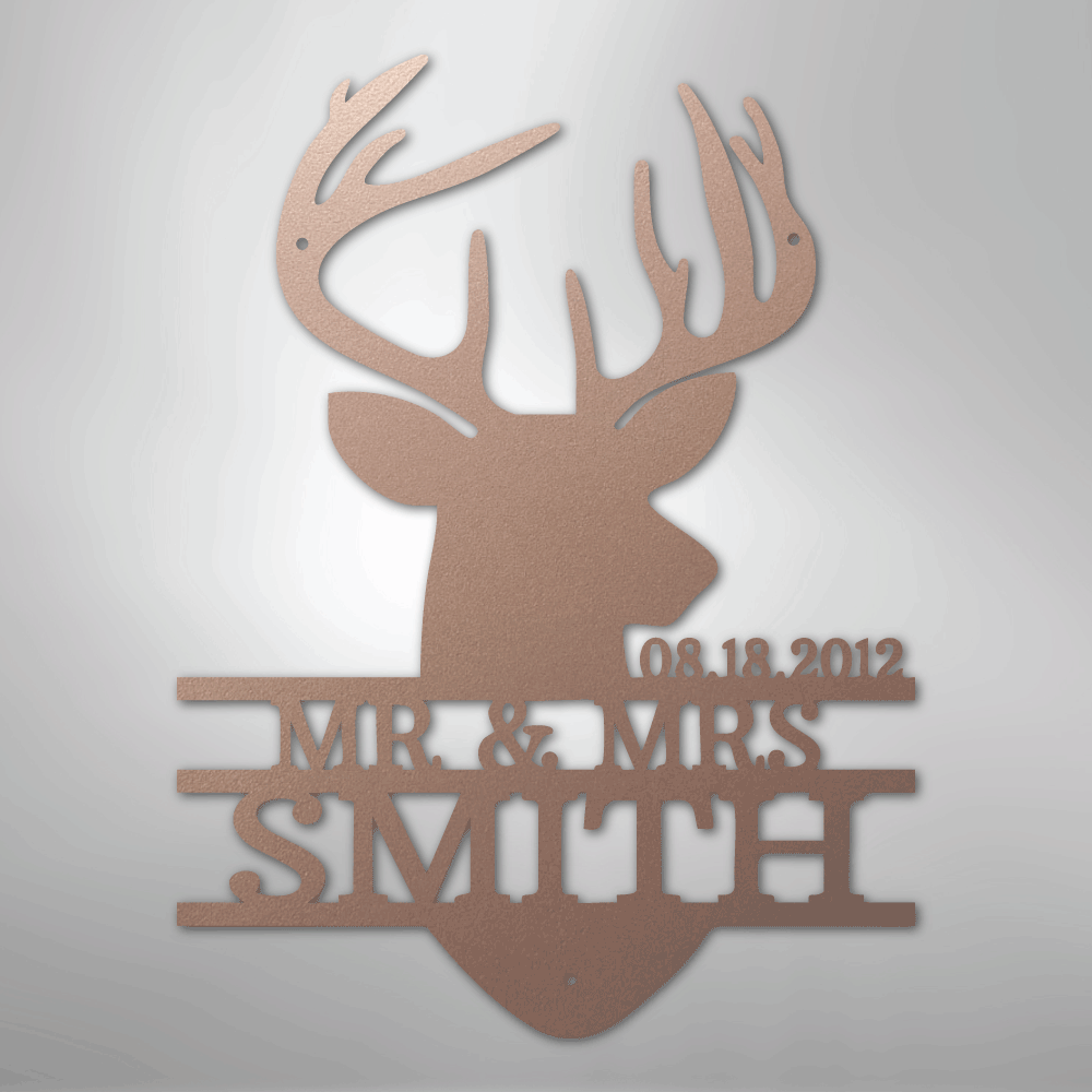 Deer Head Monogram - Steel Sign