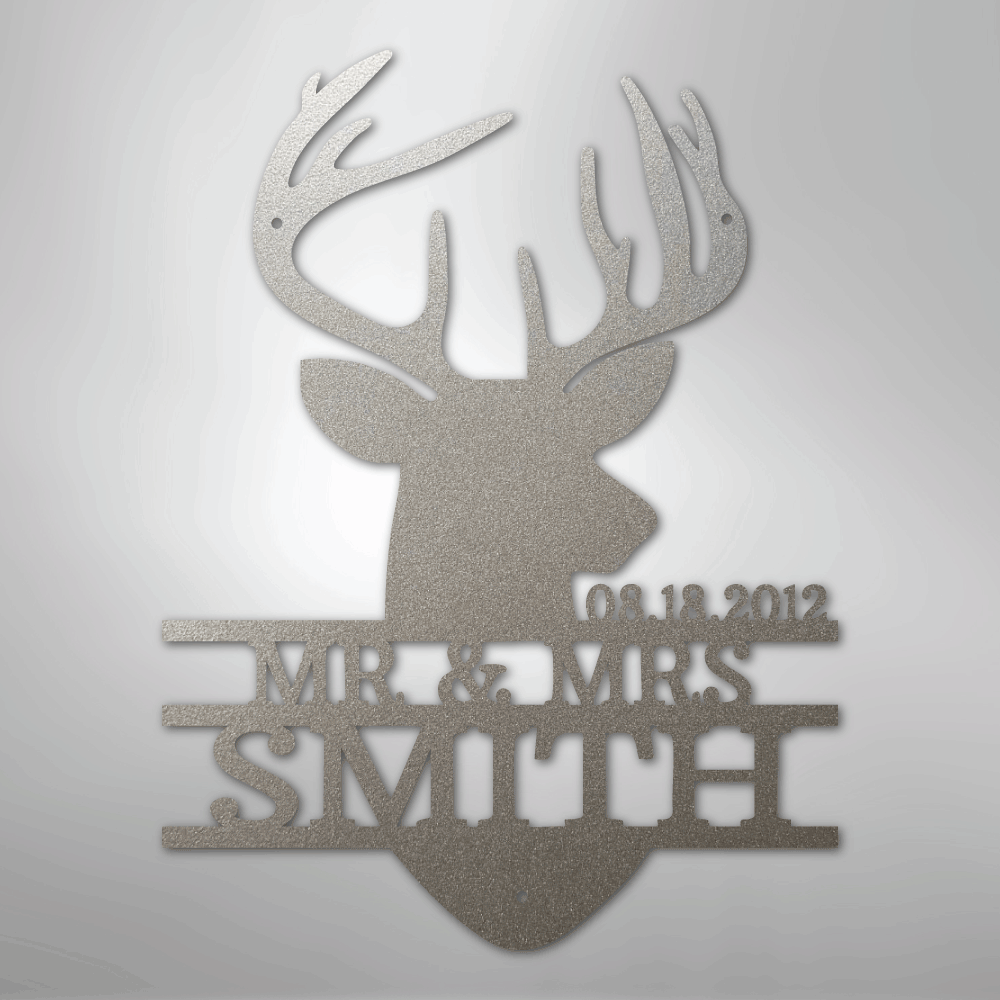 Deer Head Monogram - Steel Sign
