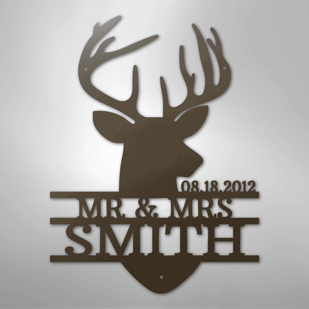 Deer Head Monogram - Steel Sign