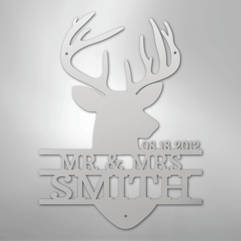 Deer Head Monogram - Steel Sign