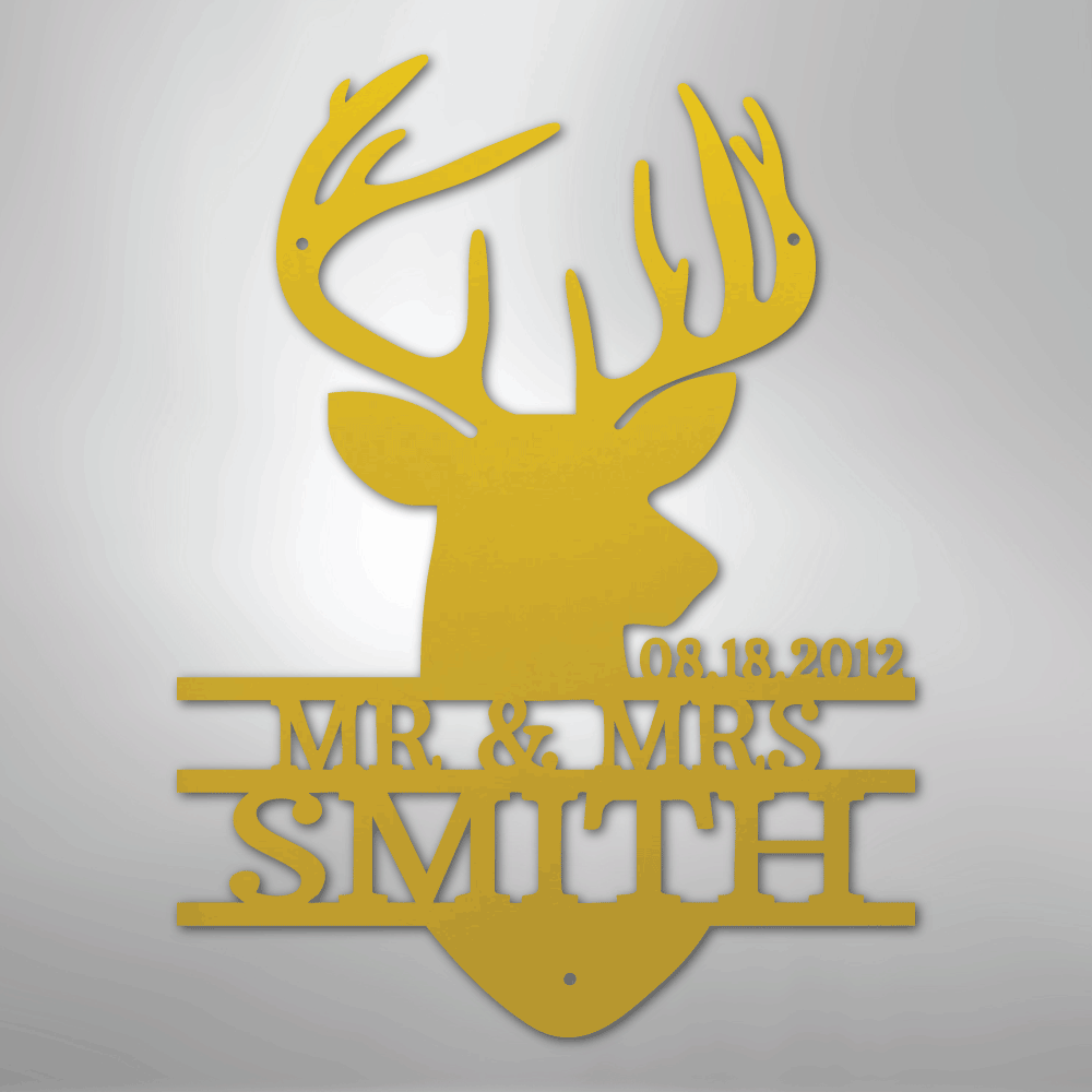 Deer Head Monogram - Steel Sign