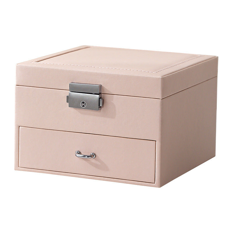PU leather simple lock drawer table jewelry armoire