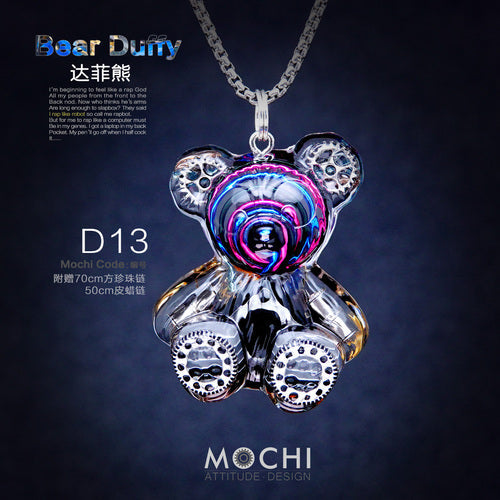 Creative Cyberpunk Duffy Bear Couple Necklace Sweatshirt Pendant
