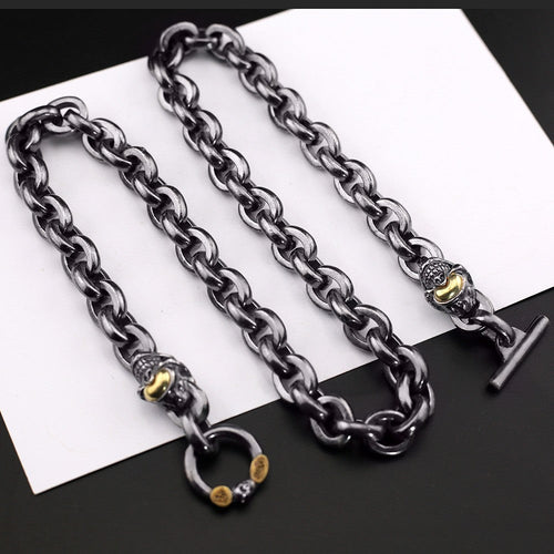 Black retro skull punk necklace