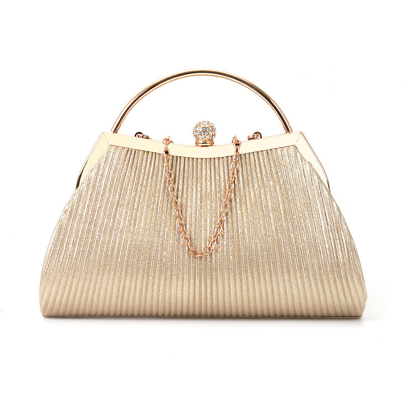 folded metal diamond-studded handbag wedding clutch bag