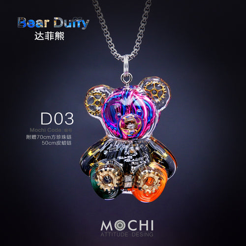 Creative Cyberpunk Duffy Bear Couple Necklace Sweatshirt Pendant