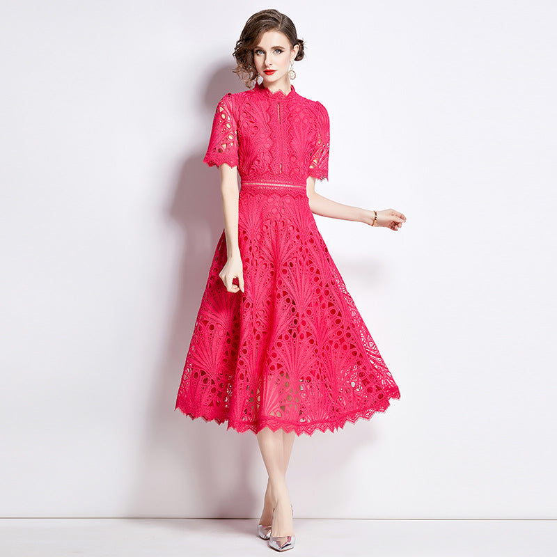French lace round neck dress