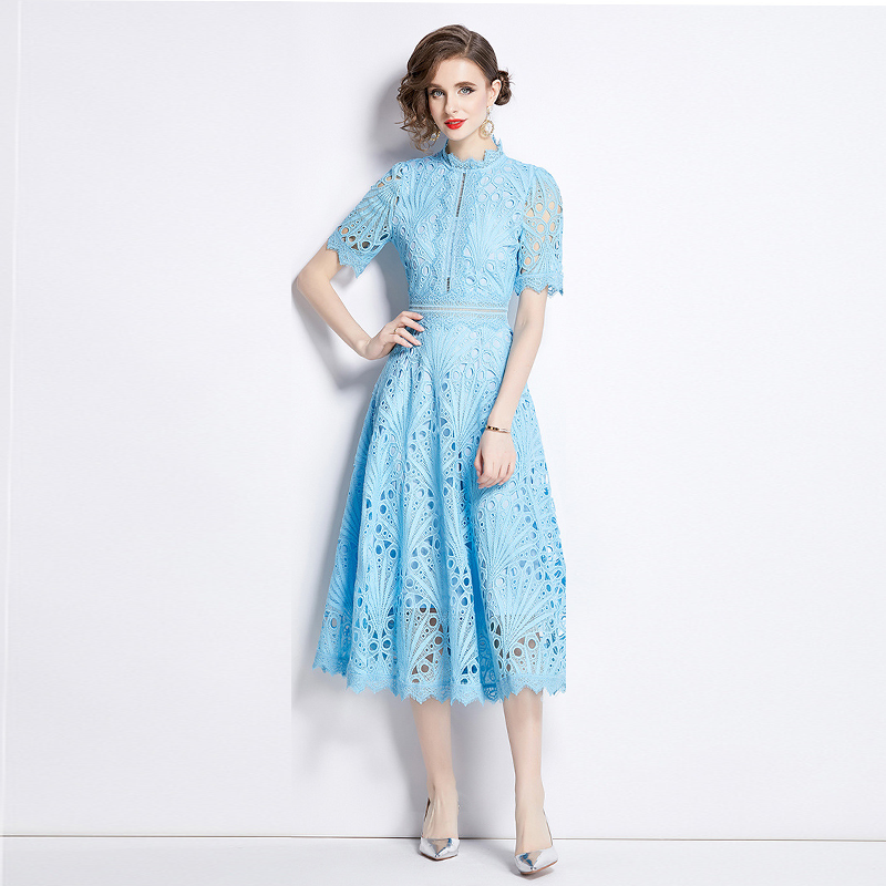 French lace round neck dress