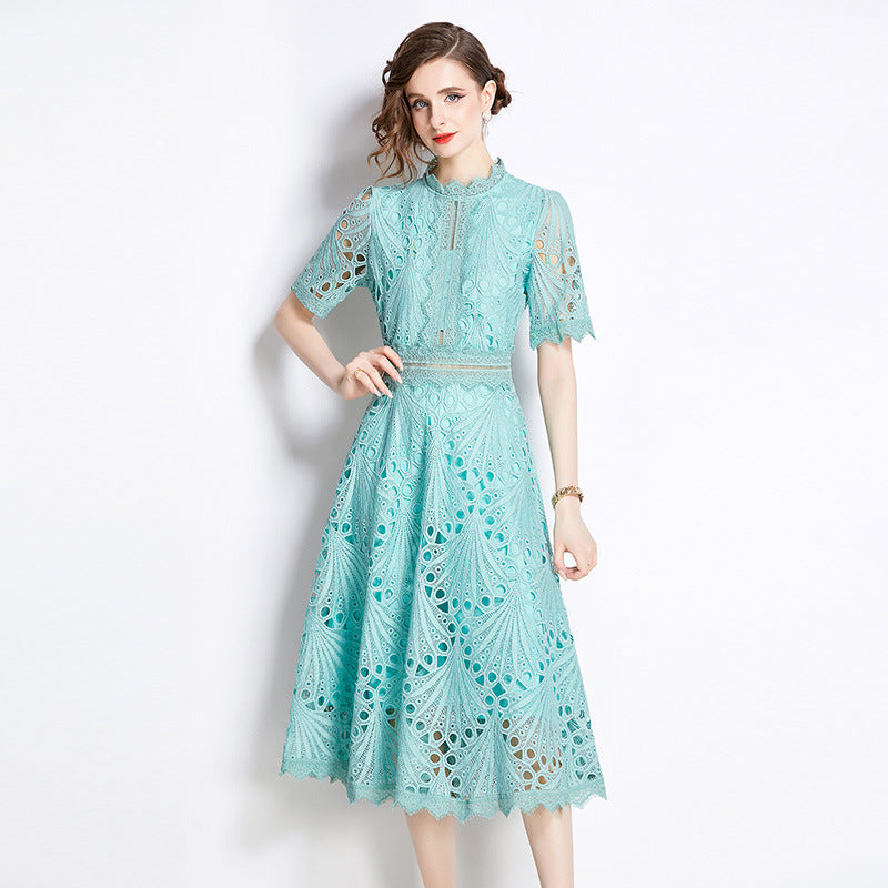 French lace round neck dress