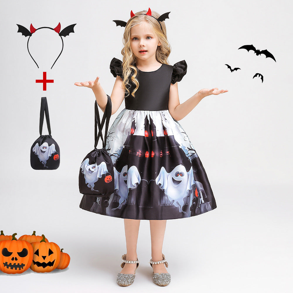 Halloween children's witch performance dress