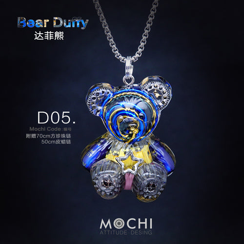 Creative Cyberpunk Duffy Bear Couple Necklace Sweatshirt Pendant