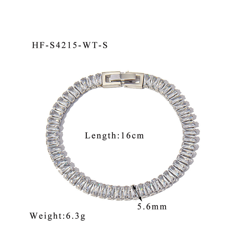 Stainless steel color zircon tennis chain
